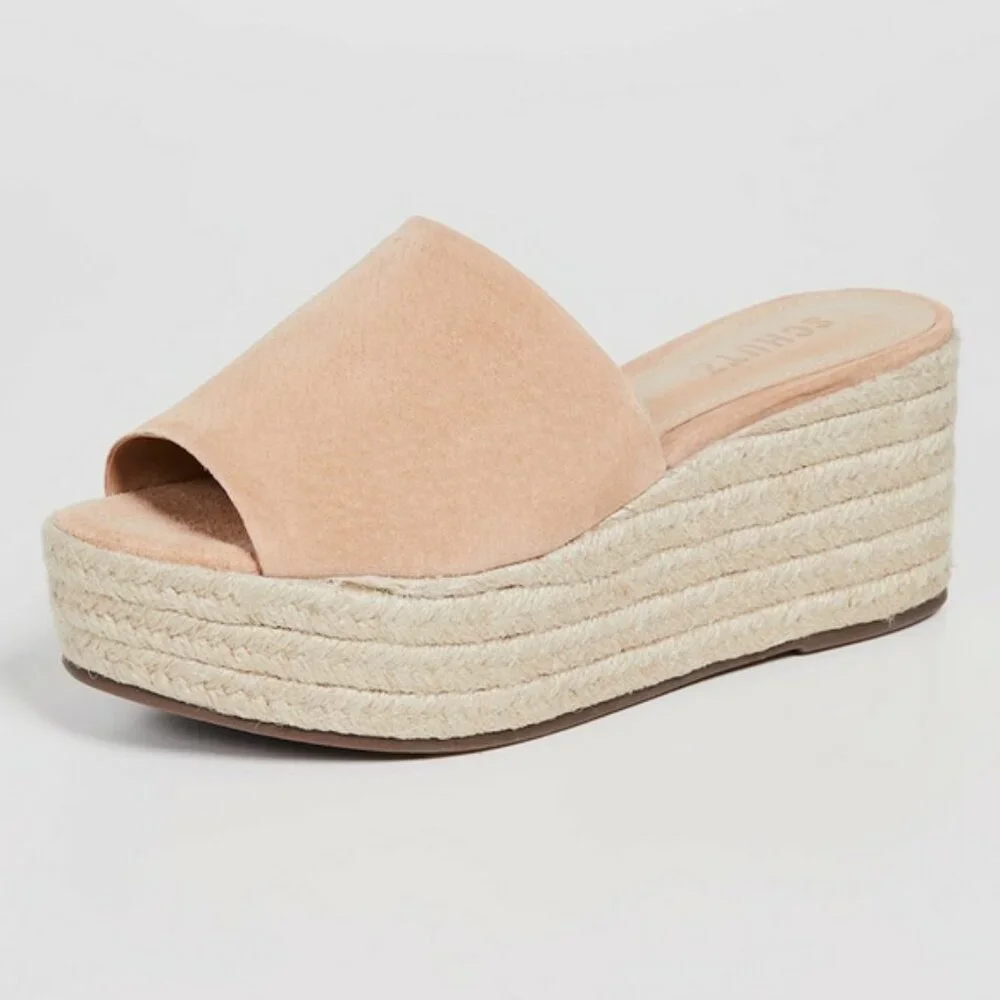 Schutz Thalia Platform Espadrilles in Honey Beige
